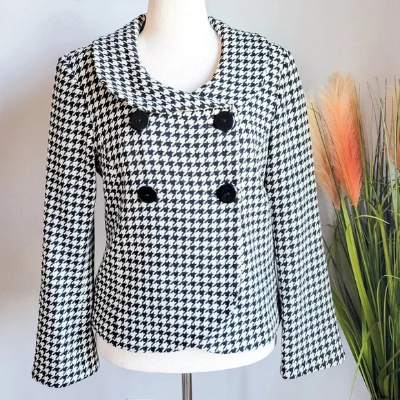 Pendleton, Houndstooth Virgin Lambs Wool Double Breasted Pea Coat, Size 12 - Picture 1 of 9